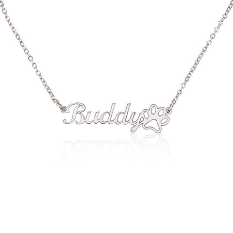 K9 Name and Paw Print Necklace